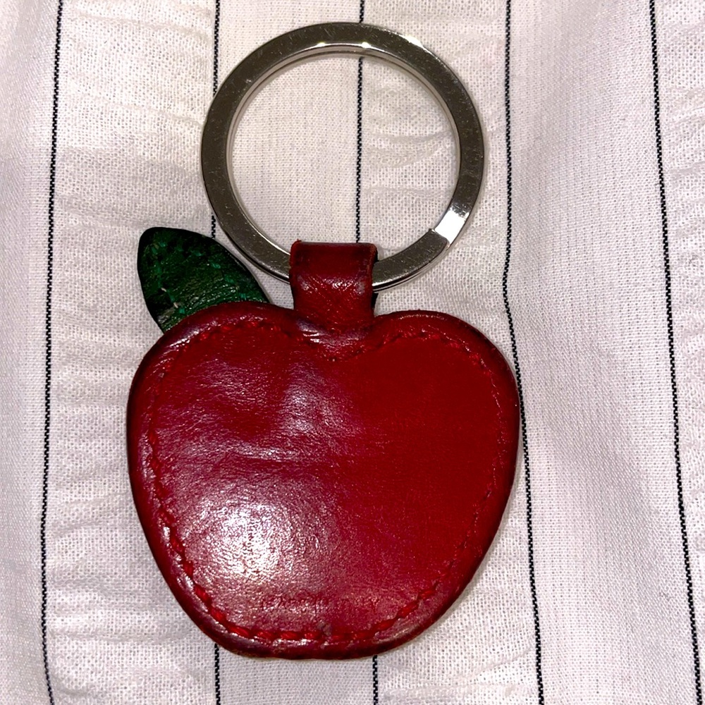 Coach red leather apple key charm